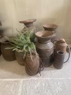 Houten Nepalese kruiken met of zonder deksel, Huis en Inrichting, Woonaccessoires | Vazen, Ophalen of Verzenden, Onbekend, Onbekend