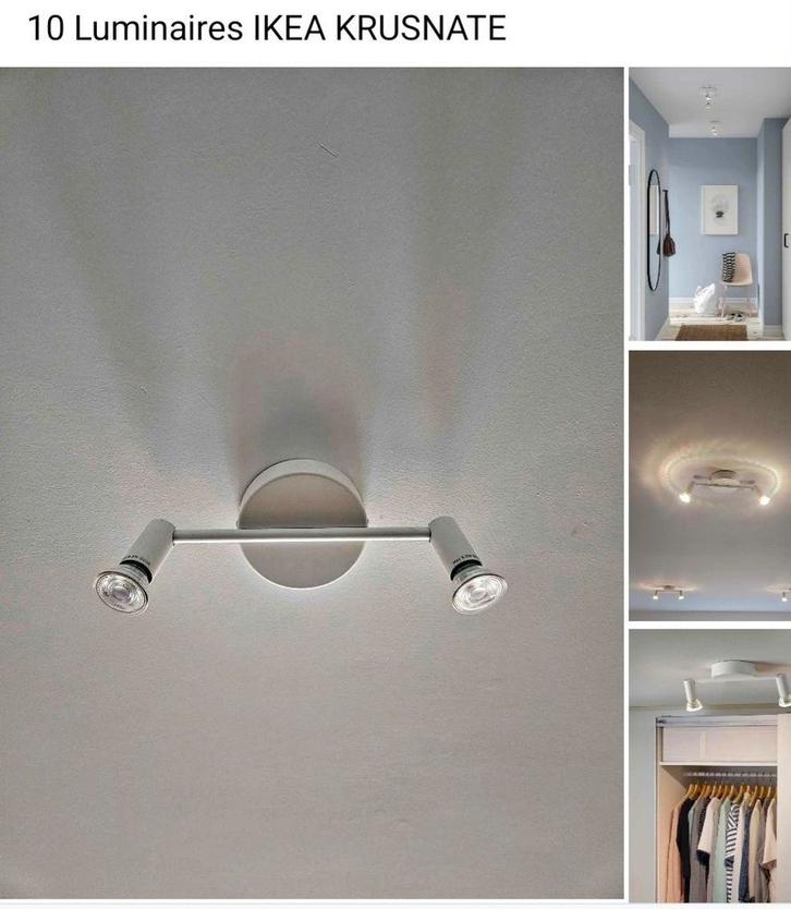 10 luminaires ikea krusnate, Huis en Inrichting, Lampen | Spots, Zo goed als nieuw, Metaal of Aluminium, Ophalen