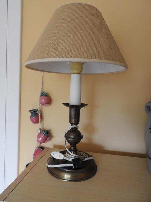 Klassieke koperen staande lamp, Huis en Inrichting, Lampen | Tafellampen, Gebruikt, Minder dan 50 cm, Metaal, Ophalen