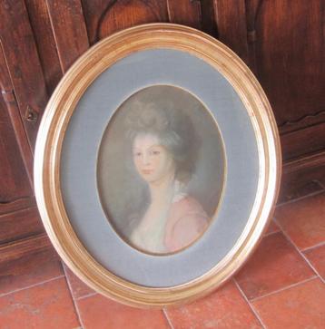 Mooie antieke pastel in bladgouden lijst, ca 1900 beschikbaar voor biedingen