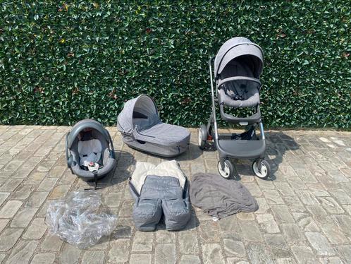 Ensemble complet de poussette Stokke 3 en 1, Enfants & Bébés, Poussettes & Combinaisons, Comme neuf, Poussette, Avec nacelle, Tige de poussée réglable