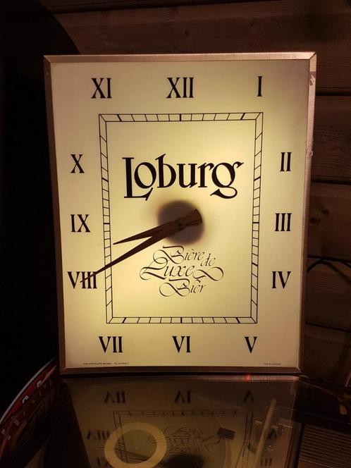 Vintage reclame klok van Belgische biermerk Loburg 🍺, Collections, Marques de bière, Utilisé, Autres types, Autres marques, Enlèvement ou Envoi