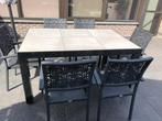 Terrastafel met stoelen, Ophalen, Zo goed als nieuw, 6 zitplaatsen