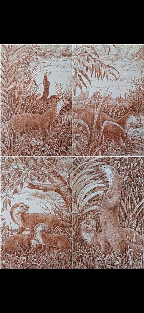 Offset Litho's "Otters" - Frans Croes, Antiek en Kunst, Kunst | Schilderijen | Abstract, Ophalen