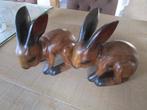2 houten beeldjes konijntjes, Verzamelen, Beelden en Beeldjes, Nieuw, Ophalen of Verzenden, Dier