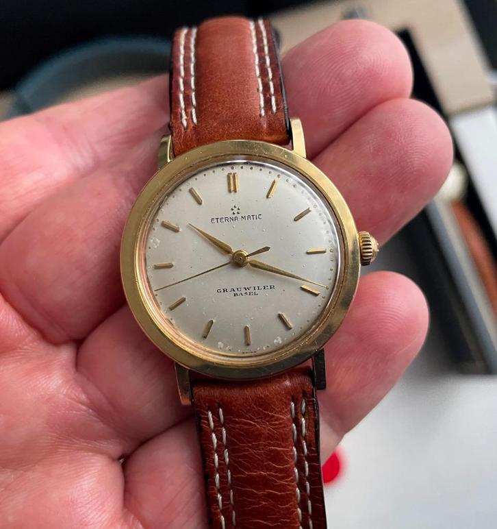 ETERNA - MATIC 18-karaats gouden automatisch horloge, Handtassen en Accessoires, Horloges | Heren, Gebruikt, Polshorloge, Omega