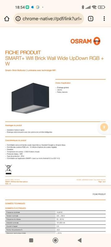 Luminaire Wifi gérable par l'application LEDVANCE  beschikbaar voor biedingen
