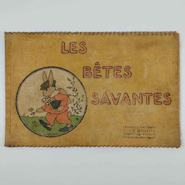 Zeldzaam album op canvas uit 1920 „The learned beasts”, Antiek en Kunst, Antiek | Overige Antiek, Ophalen of Verzenden