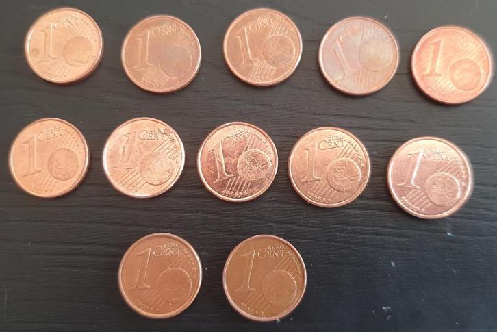 12 eurocenten van 1 eurocent van België, Postzegels en Munten, Munten | Europa | Euromunten, Setje, België, Ophalen of Verzenden