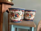 2 handgeschilderde bloempotten, Ophalen, Zo goed als nieuw