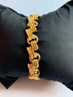 armband van goudkleurig metaal, strassbestrating, Overige materialen, Ophalen of Verzenden, Zo goed als nieuw, Goud