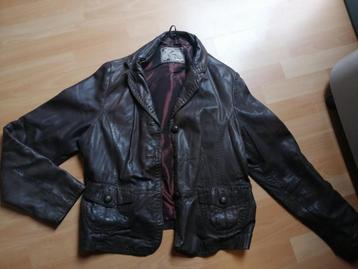 JAS LEDER BRUIN MERK ROSNER – MAAT 42 KLEINE MAATKOMT VAN WI, Taille 42/44 (L), Enlèvement ou Envoi, Brun, Porté