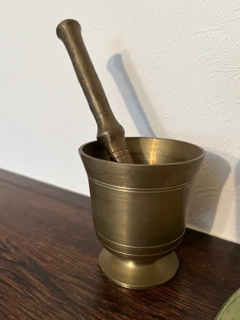 Messing vijzel, met stamper, Antiek en Kunst, Antiek | Brons en Koper, Ophalen