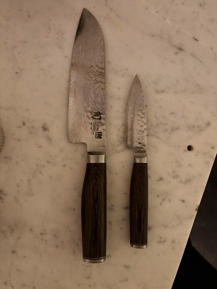 Couteaux japonais KAI Tim Mälzer – lot de 2 – bon état, Maison & Meubles, Cuisine | Couverts, Comme neuf, Enlèvement ou Envoi