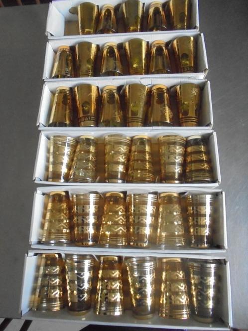 6 dozen van 6 gouden Marokkaanse theeglaasjes, Verzamelen, Glas en Drinkglazen, Gebruikt, Overige typen, Ophalen