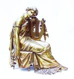 Statue horloge ancienne en bronze LAURENT., Antiquités & Art, Enlèvement ou Envoi