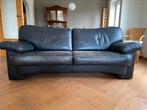 Blauwe lederen zetel, Ophalen, Gebruikt, 150 tot 200 cm, Driepersoons
