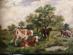 Antiek schilderij koeien, H. W. Van Rijswijck, 1903, Antiek en Kunst, Kunst | Schilderijen | Klassiek, Ophalen