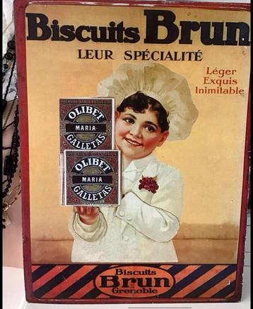 Rare panneau publicitaire vintage, biscuits Maria Galletas 
