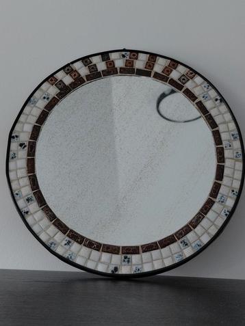 Vintage ronde spiegel mozaïek/keramiek steentjes jaren '60  beschikbaar voor biedingen