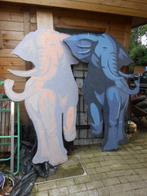 olifant olifanten op hout roze blauw afmetingen 195 x 140, Ophalen