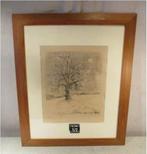 Mooie Ets 'Eenzame Boom' - gesigneerd, Antiek en Kunst, Kunst | Etsen en Gravures, Ophalen of Verzenden