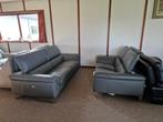 GRIJZE BUFFELLEDEREN SALON MET ELEKTRISCHE RELAXEN, Ophalen, Gebruikt, Leer