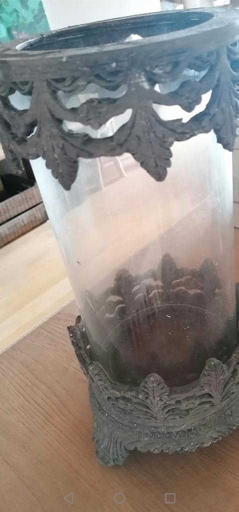 windlicht in brocante stijl, Huis en Inrichting, Woonaccessoires | Kandelaars en Kaarsen, Gebruikt, Kaars, Ophalen