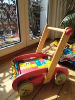 Janod loopwagen met houten blokken, Kinderen en Baby's, Gebruikt, Rij- of Hobbelspeelgoed, Ophalen