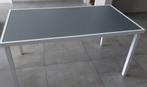 witte terrastafel met glazen dekplaat, Ophalen, Zo goed als nieuw