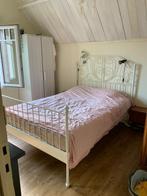 Elegant bed 140x200 + 2 lattenbodems, Huis en Inrichting, Slaapkamer | Bedden, Ophalen, Romantisch, sierlijk, vintage, Wit, Tweepersoons