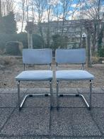 6 stoelen chrome buis met grijze bekleding in ribfluweel, Ophalen, Zo goed als nieuw