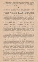 Concentratiekamp oorlogsslachtoffer 40-45 Jozef  Keustermans, Ophalen of Verzenden