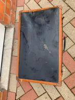 Retro lederen koffer 69x42x17 zwart met bruin, Ophalen of Verzenden, Zo goed als nieuw