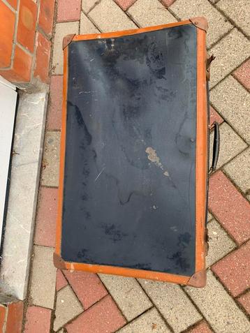 Retro lederen koffer 69x42x17 zwart met bruin beschikbaar voor biedingen