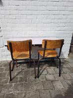 Retro schoolbank met 2 stoelen., Antiek en Kunst, Ophalen