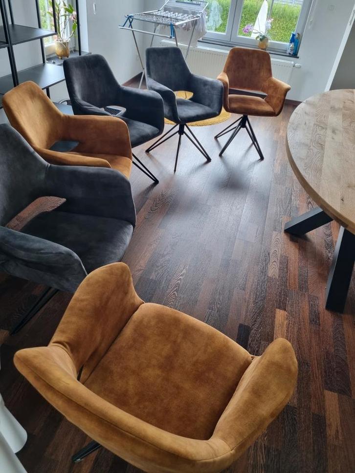 6 Chaisses pivotant 2 couleurs, Huis en Inrichting, Stoelen, Zo goed als nieuw, Zwart, Ophalen