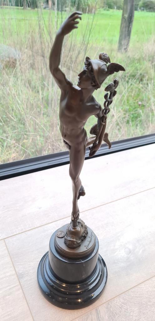 Statue Mercure Hermès en bronze signée du cachet - 42 cm, Antiquités & Art, Antiquités | Bronze & Cuivre, Enlèvement ou Envoi
