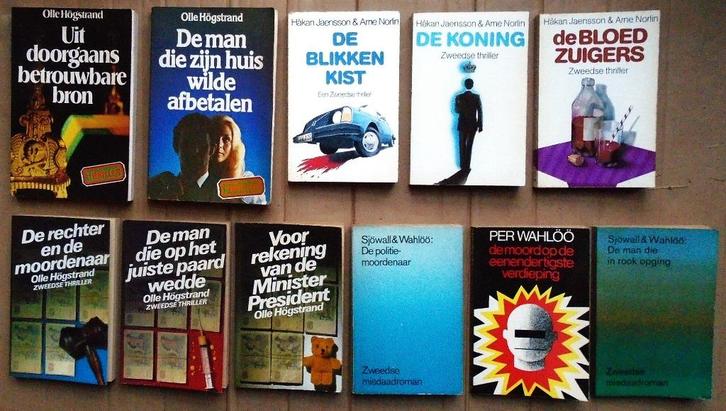 11 Zweedse thrillers:  van Olle Högstrand tot Per Wahlöö, Boeken, Thrillers, Gelezen, Nederland, Ophalen of Verzenden