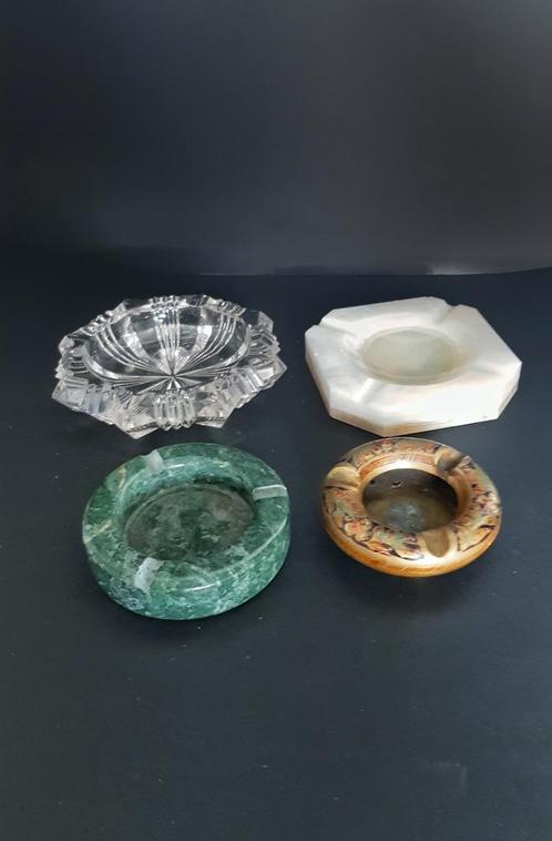 4 cendrillers vintages marbre crystal laiton onyx, Antiquités & Art, Antiquités | Verre & Cristal, Envoi