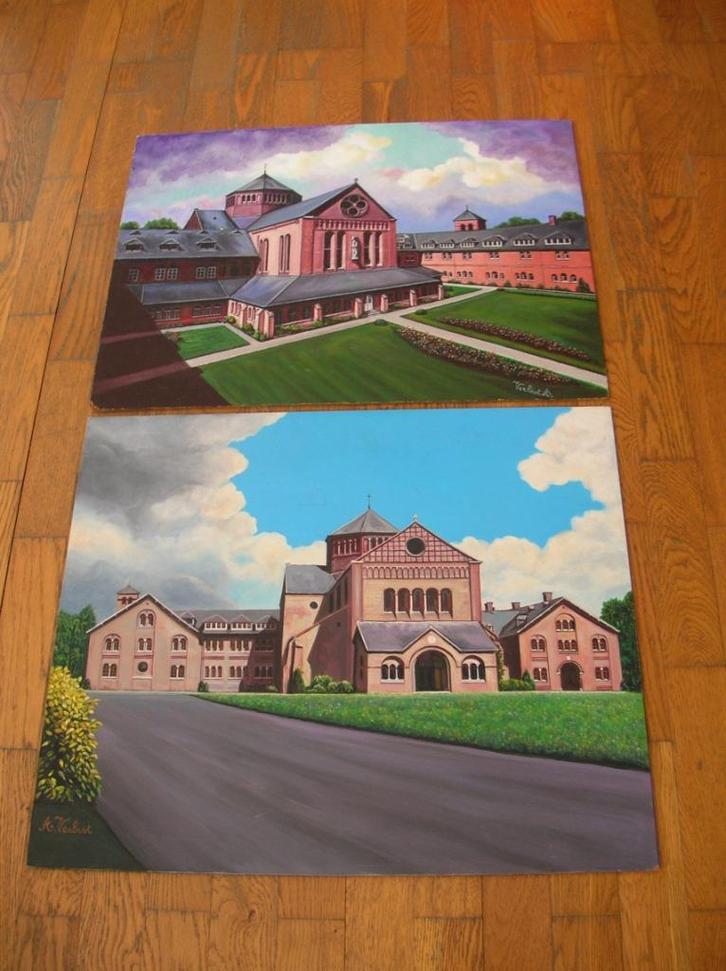2 Schilderijen Priorij Bethanië Loppem, Antiek en Kunst, Kunst | Schilderijen | Klassiek, Ophalen