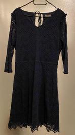 Donkerblauwe jurk met zwarte onderjurk, C&A, Blauw, Maat 42/44 (L), Knielengte
