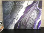 Abstract Modern Acryl canvas 60*80cm - paars/zilver, Antiek en Kunst, Ophalen