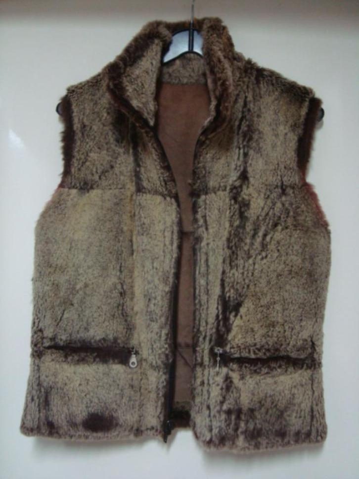 Débardeur, veste sans manches, gilet en fourrure véritable, Kleding | Dames, Jassen | Winter, Gedragen, Maat 38/40 (M), Grijs
