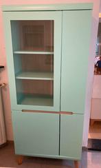 Muntgroene vitrinekast, Huis en Inrichting, Ophalen, Gebruikt, 50 tot 100 cm, 150 tot 200 cm