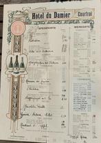 Hotel du Damier Kortrijk menukaart W.O. 1 1916, Ophalen, Gebruikt