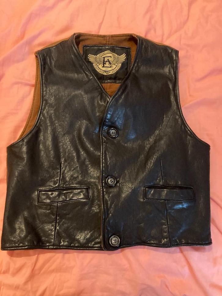 Gilet Emporio Armani en cuir, Kleding | Heren, Truien en Vesten, Zo goed als nieuw, Maat 48/50 (M), Zwart, Ophalen of Verzenden