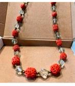 Collier vintage en perles de verre tchèques, moulé très tôt, Bijoux, Sacs & Beauté, Bijoux anciens, Enlèvement ou Envoi, Collier