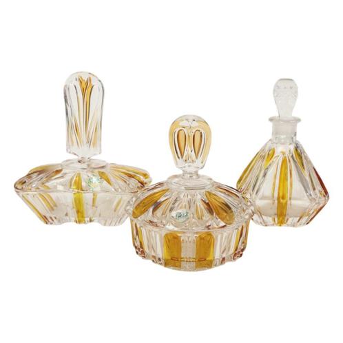 Vintage Phönix Amber Toiletset Parfumset Boudoir Bleikristal, Antiek en Kunst, Antiek | Glaswerk en Kristal, Ophalen of Verzenden