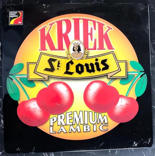 Kriek St Louis bierbord 40 x 40cm, Verzamelen, Biermerken, Gebruikt, Reclamebord, Plaat of Schild, Overige merken, Ophalen of Verzenden